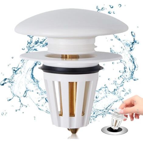 Bonde Lavabo Salle de Bain avec Couvercle en Céramique, Bouchon de Lavabo Pop-Up pour Baignoire, Cuisine, lavabo pour Orifice de vidange 34-38 mm (1/5)