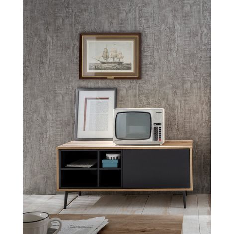 Meuble TV buffet bas style nordique avec porte et compartiments de rangement pieds 13,5 cm - PANGIVO (1/5)
