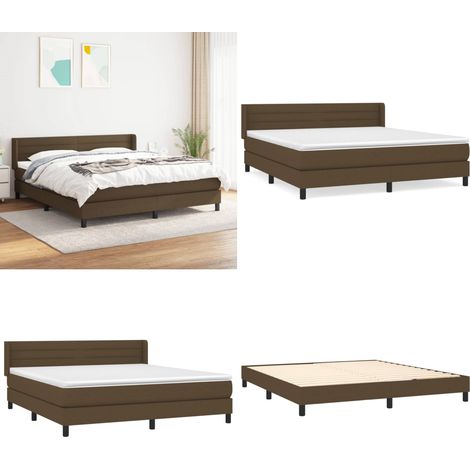 Sommier à lattes de lit avec matelas Marron foncé 160x200 cm - Lit Double - Lit Plateforme - Matelas À Ressorts Ensachés - Literie - Chambre À Coucher - Home & Living (1/5)