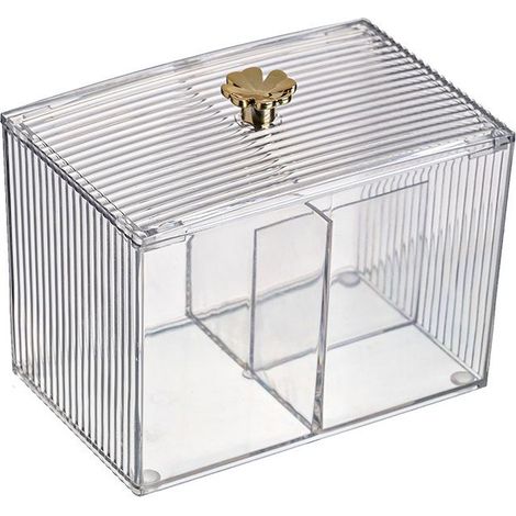 Aufbewahrungsbox für Wattestäbchen, Wattestäbchenspender fürs Badezimmer, unterteilte Wattestäbchenbox (1/4)