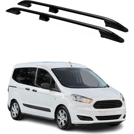 OMAC Barres de Toit longitudinales Compatible avec Ford Transit Tourneo Courier 2014-22 Alu Noir (1/5)