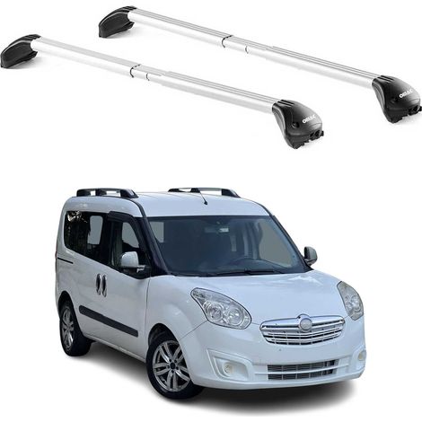 OMAC Dachträger Querträger TÜV geprüft für Opel Combo D 2012-2018 – Abschließbar (4 Schlösser) – Max 100 kg – Edelstahlband + Gummischutz Silber (1/5)