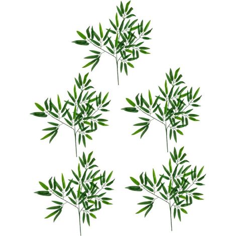 5 Stück künstliche Bambusblätter, Mini-Blumenstrauß, Mini-Kunstpflanzen, künstlicher Hochzeitsstrauß, künstliche grüne Stängel, künstliche Bäume, Sträucher