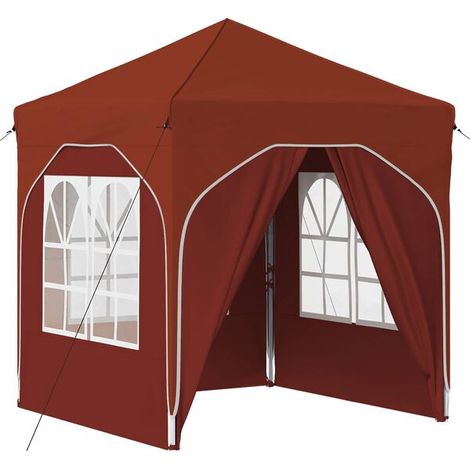Tente de réception pliable, 192 x 192 x 245 cm, terre cuite. (1/5)