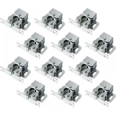 12er-Pack Doppel-Rollenschnäpper mit Lanze, robuster Rollenschnäpper für Schranktüren und Schränke (Silber) (1/4)