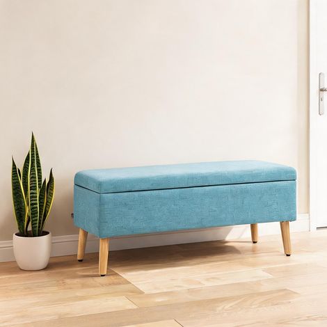 Pouf coloris bleu en polyester Kautschukholz 110 x 39 x 45 cm (1/5)