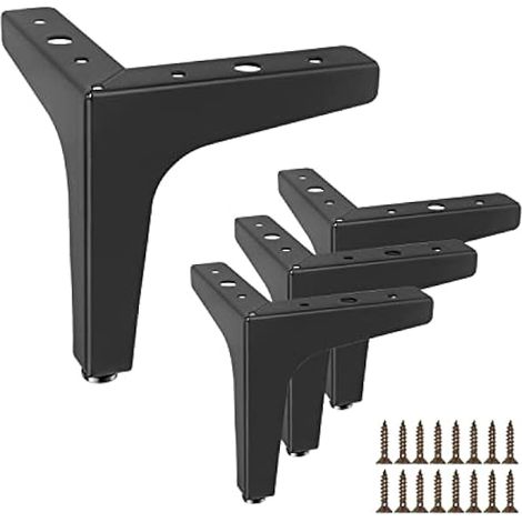 4 Stück Möbelfüße, 10cm Dreieck Tischbeine, Schwarz Metallfüße, für Couchtische,Schränke, Sofa,Nachttisch,TV-Schränke, Schubladen, Mit Schrauben (1/5)