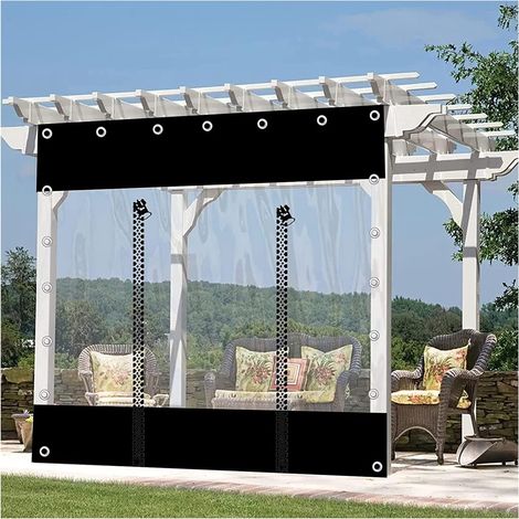 Rideaux de Bâche Transparents Extérieurs, Bâche Imperméable en PVC de 0,5mm avec Œillets, Pergola Porche Panneaux Latéraux de Bâche Étanche Claire, avec Fermeture Éclair (1/5)