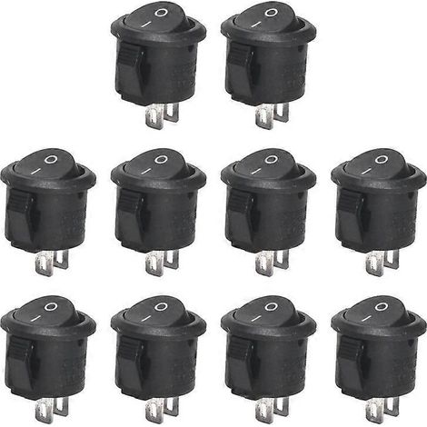 Lot de 10 interrupteurs à bascule ronds marche/arrêt de 23 mm pour tableau de bord de voiture ou bateau (12 V, livraison directe). (1/5)
