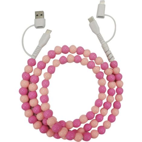4-in-1 Perlmutt-Ladekabel – USB-C auf Lightning PD Schnellladekabel für iPhone 17/16/15 und Android Samsung S25 (Pink) (1/4)