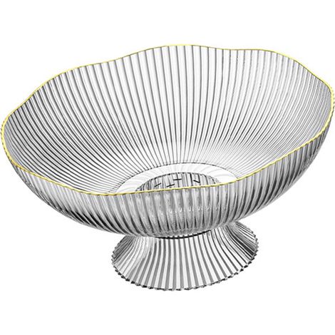 Plateau à fruits transparent en plastique transparent avec trou d'égouttage et base amovible, idéal pour le salon ou la table basse. (1/5)