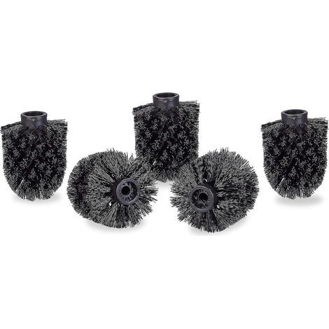 Lot de 5 têtes de brosse WC, brosses WC en vrac, fil de 9,5 mm, diamètre de la tête de brosse de rechange : 7 x 9 cm, noir-AquaForge (1/5)