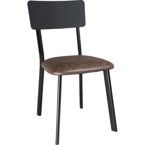 Lot de 4 chaises en acier poudré (H)470 mm empilables, noir, marron foncé (1/5)