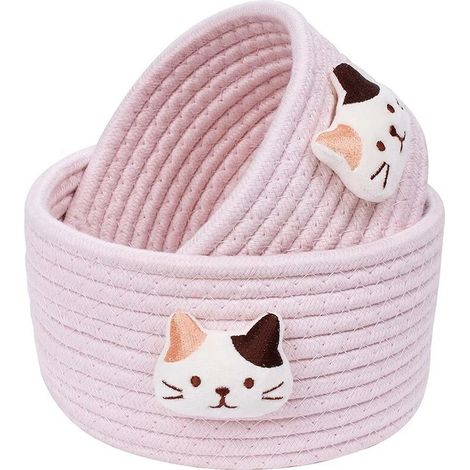 Lot de 2 mini paniers tressés en corde de coton, paniers de rangement pour la décoration de la maison et de la chambre (1/5)