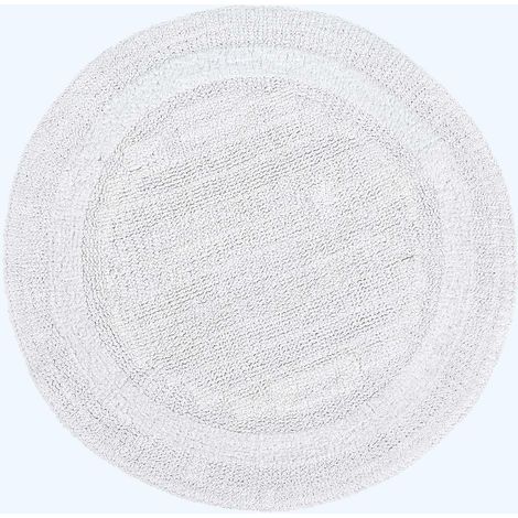 HOMESCAPES Tapis de bain rond en coton, 80 cm – Blanc (1/5)