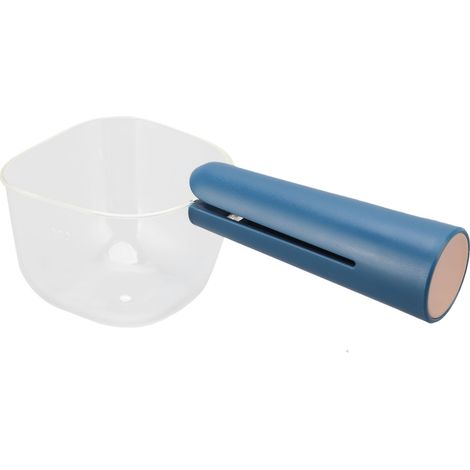 Pelle à croquettes transparente graduée, de qualité alimentaire, avec poignée clip, pour chiots et chats (bleue). (1/5)
