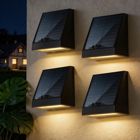 Appliques Murales Solaires-Lot de 4 Extérieures avec Détecteur de Mouvement Radar - Éclairage LED IP65, 2 Modes, Autonomie 30H