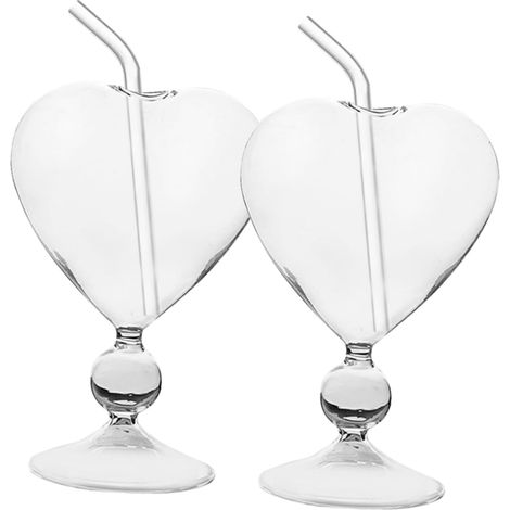 Lot de 4 Sets de Sets de Verres à Cocktail de Cœur en Verre 220 Ml pour Soirée de Mariage ou Fête (1/5)