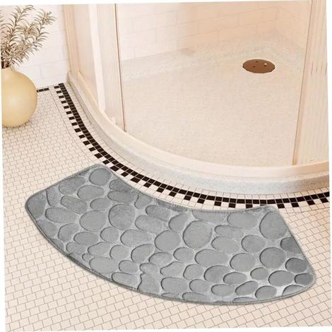 Tapis de douche incurvé 39 x 16 pouces, antidérapant, pour douche d'angle, super absorbant, lavable en machine.