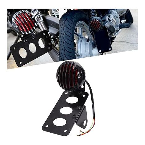 Feu Arrière Moto avec Support de Plaque D'immatriculation Latéral Feu de Freinage Feu de Stop Intégré Aluminium Étanche Universel 12V 883 1200 Cruiser Bobber Chopper (1/5)