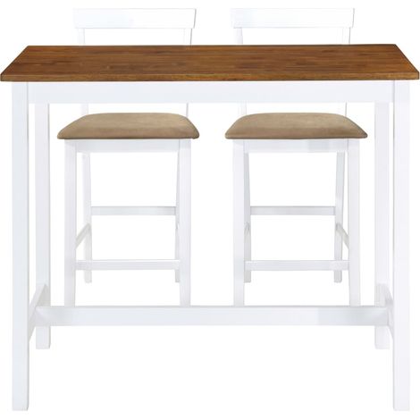 Maison Exclusive - Set Tavolo e Sedie da Bar 3 pz Legno Massello Marrone e Bianco
