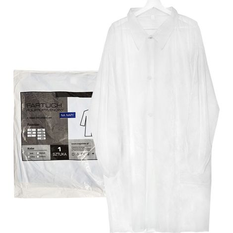 Einwegschürze weiß XXL mit Druckknöpfen (22 g Vliesstoff) 1 Stück. (1/5)