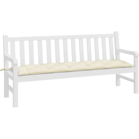 INLIFE Coussin matelas assise dossier pour banc de balancelle jardin grand confort en Tissu 180x50x7 cm Blanc crème (1/5)