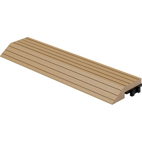 ML-Design Profilo di Chiusura Dritto in WPC 30x2x7,5 cm Colore Teak – Bordo per Pavimenti Esterni Effetto Legno con Drenaggio Struttura di Supporto Sistema a Incastro Antiscivolo