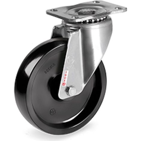 Roulette INOX pivotante Ø 80 mm pour CHARIOT FOUR DE CUISSON de - 20 à 300°C (1/2)