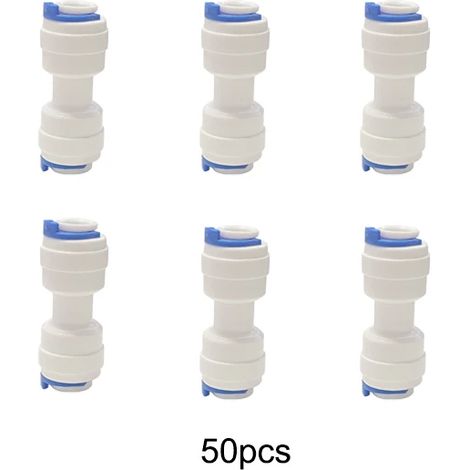 Kit de 50 tuyaux d'alimentation en eau droits 1/4'' avec vanne d'arrêt intégrée et raccords pour réfrigérateur, compatibles avec les systèmes de filtration d'eau (10-20 m). (1/5)