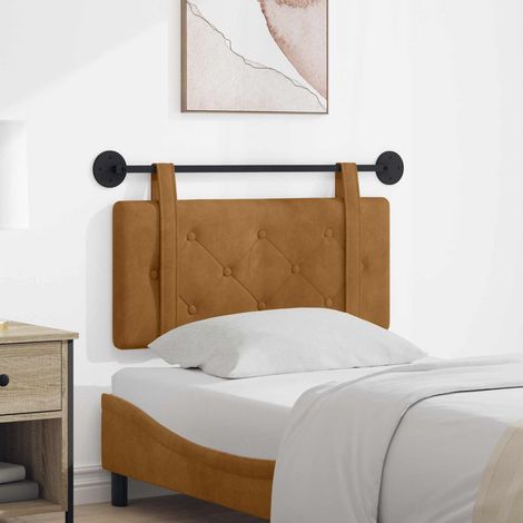 Tête de lit murale suspendue en velours marron capitonnée 100 x 55 cm - PANGIVO (1/5)
