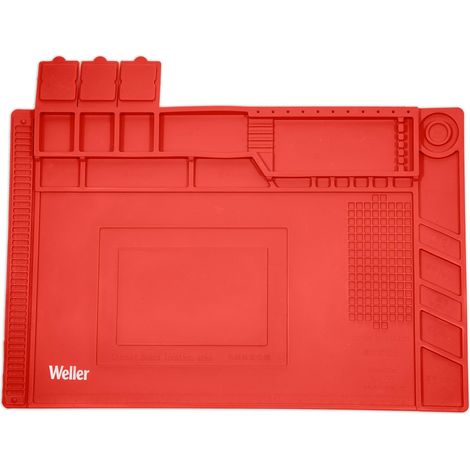 Weller WLACCWSM2-02EU Tappetino per Saldatura Antiscivolo in Silicone con Righello, Scomparti Individuali e Quattro Aree Magnetiche per la Conservazione, di Medie Dimensioni (1/3)