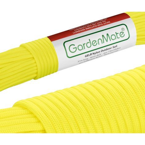 Nylon Rope 31m x 4mm, 550 Strong Paracord, Yellow, For Gardening Camping (1/5)