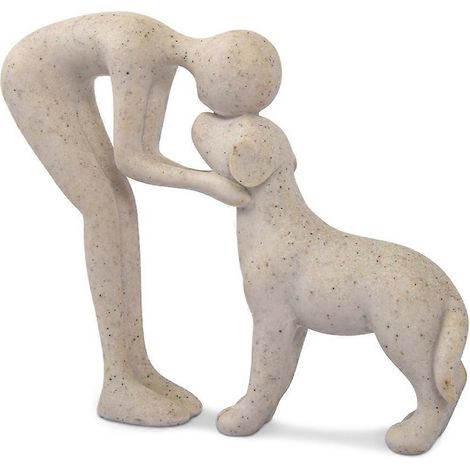 Sculpture de chien - Décoration intérieure - Statue mignonne d'un homme et de son chien - Décoration pour le bureau, la maison, cadeau souvenir pour les amoureux des animaux (1/5)