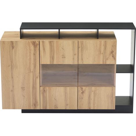 Buffet LED moderne, MDF, avec commande Bluetooth, couleur bois (1/5)