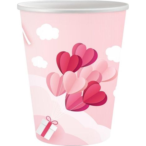 Vasos de papel Love de 250 ml, 6 unidades