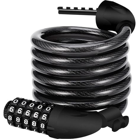 antivol Velo(noir),cadenas De Velos Long 120cm X 12mm,cble Antivol Pour Vlo Scooter Motos Portail Vlo Avec 5 Chiffres Intelligente Code Et Vlo Pou (1/5)