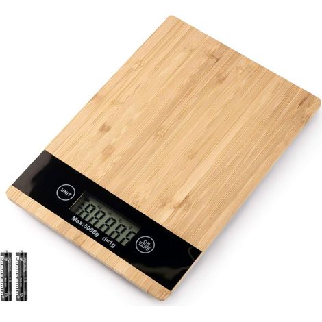 Elektronische Lebensmittelwaage für die Küche, 5 kg/1 g, hochpräzise, g/lb oz, LCD-Display, elegant, praktisch, für Obst, Fleisch, Spaghetti, Büro, Bäckerei, rechteckig, 23 x 16 x 2,2 cm - Crezuo (1/4)