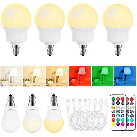 Ampoule LED Rechargeable Télécommande, Base Magnétique, 8W E14 Lot de 4 (1/5)