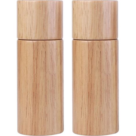 Lot de 2 moulins à sel et poivre manuels de 15 cm (6 pouces) en bois de chêne domestique (1/3)