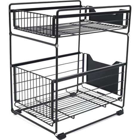 Estantería de cocina, fabricada en acero al carbono resistente, de uso versátil, color negro. (1/5)