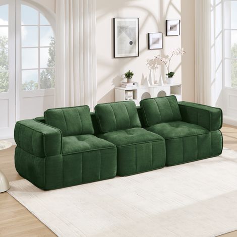 Canapé modulable 3 places 271x93x67 cm en polyester vert, modulable pour salon FloraGrace (1/5)