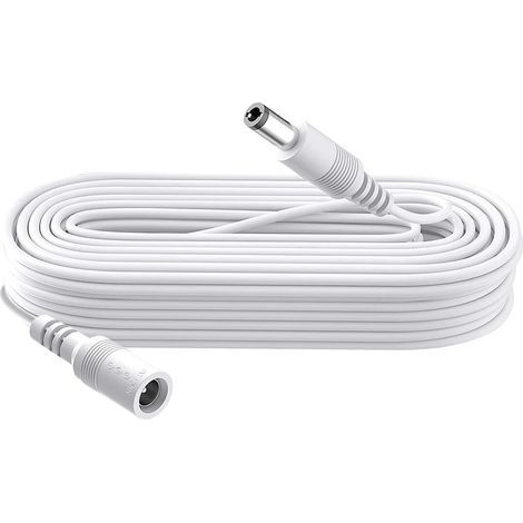 Câble d'extension de 3 m, prise 5,5 mm x 2,1 mm, DC 5 V 6 V 9 V 12 V 24 V pour caméra de vidéosurveillance, illuminateur infrarouge, imprimante, bande LED, blanc