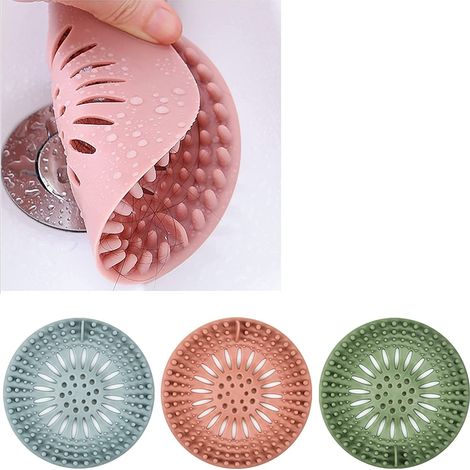 Lot de 8 filtres à cheveux pour toilettes et canalisations, filtre pour lavabo (2 roses + 2 gris + 2 bleus + 2 verts) (1/5)