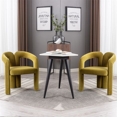 Lot de 2 chaises de salle à manger, chaise d'appoint de cuisine/salon, style unique, 64x50.5x71cm, velours, vert olive (1/5)