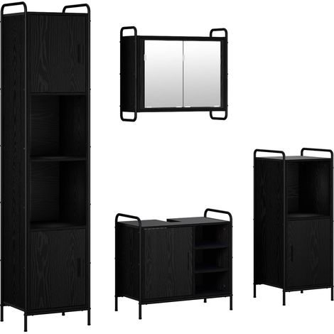vidaXL Bathroom Cabinet Set 4 pcs Black Oak 40 x 36 x 181 cm (1/5)