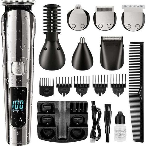 Tondeuse À Barbe, Tondeuse À Cheveux Sans Fil Pour Homme, Étanche Pour Le Corps, La Moustache, Le Nez, L'Oreille, Le Visage, Le Rasoir Électrique, Kit De Toilettage Tout En 1, Rechargeable Par Usb Et (1/5)