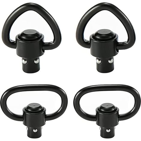 Lot de 4 anneaux pivotants QD 1,25" robustes avec boutons-poussoirs rapides, pour fixation de bretelle deux points et monture traditionnelle, mousquetons de sangle extérieure. (1/5)