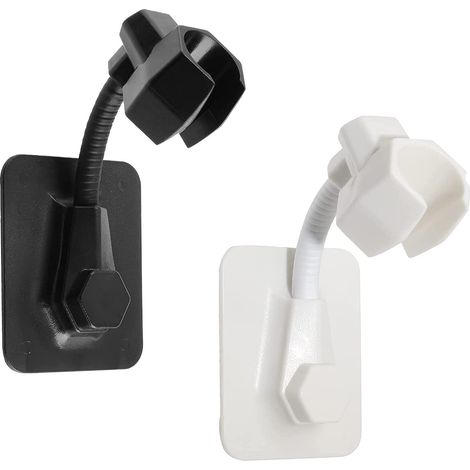 Soporte para cabezal de ducha, sin necesidad de taladrar, ajustable 360°, accesorio de baño (blanco y negro)