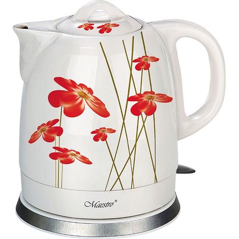 Feel-maestro mr-066-red flowers electric kettle 1.5 l 1200 w red, white (1/4)